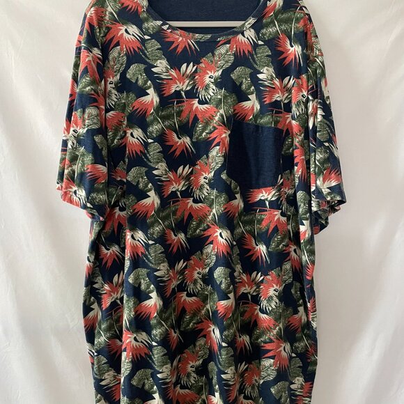 HB Mens Navy Blue Crew Neck Short Sleeve Leaf Print T-Shirt Size 3XLT Lot Of 2 - Picture 3 of 16